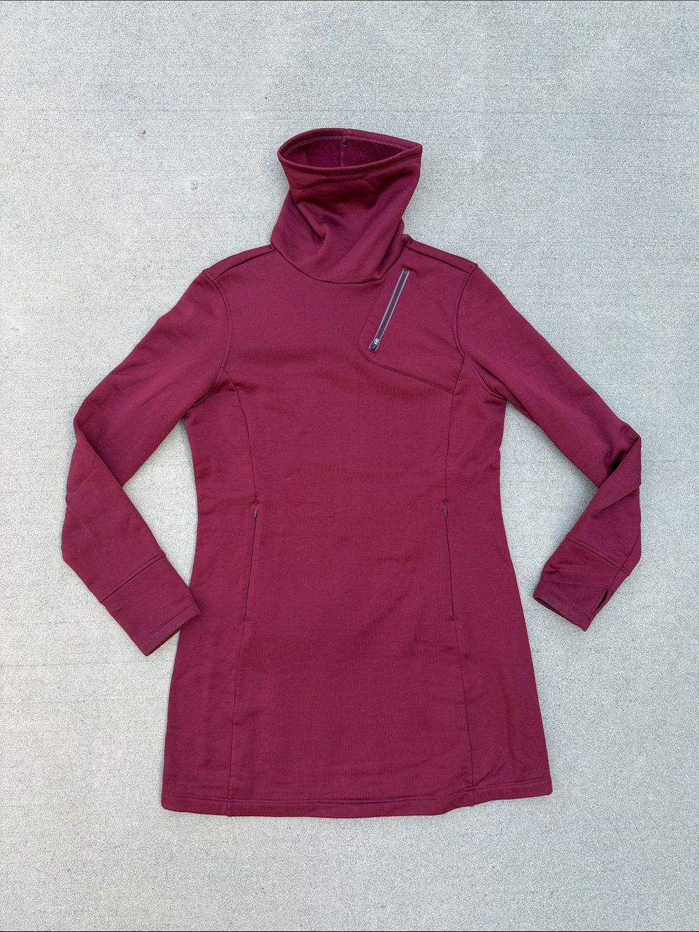Title Nine Fleece-lined Maroon Turtleneck Longline Sweater